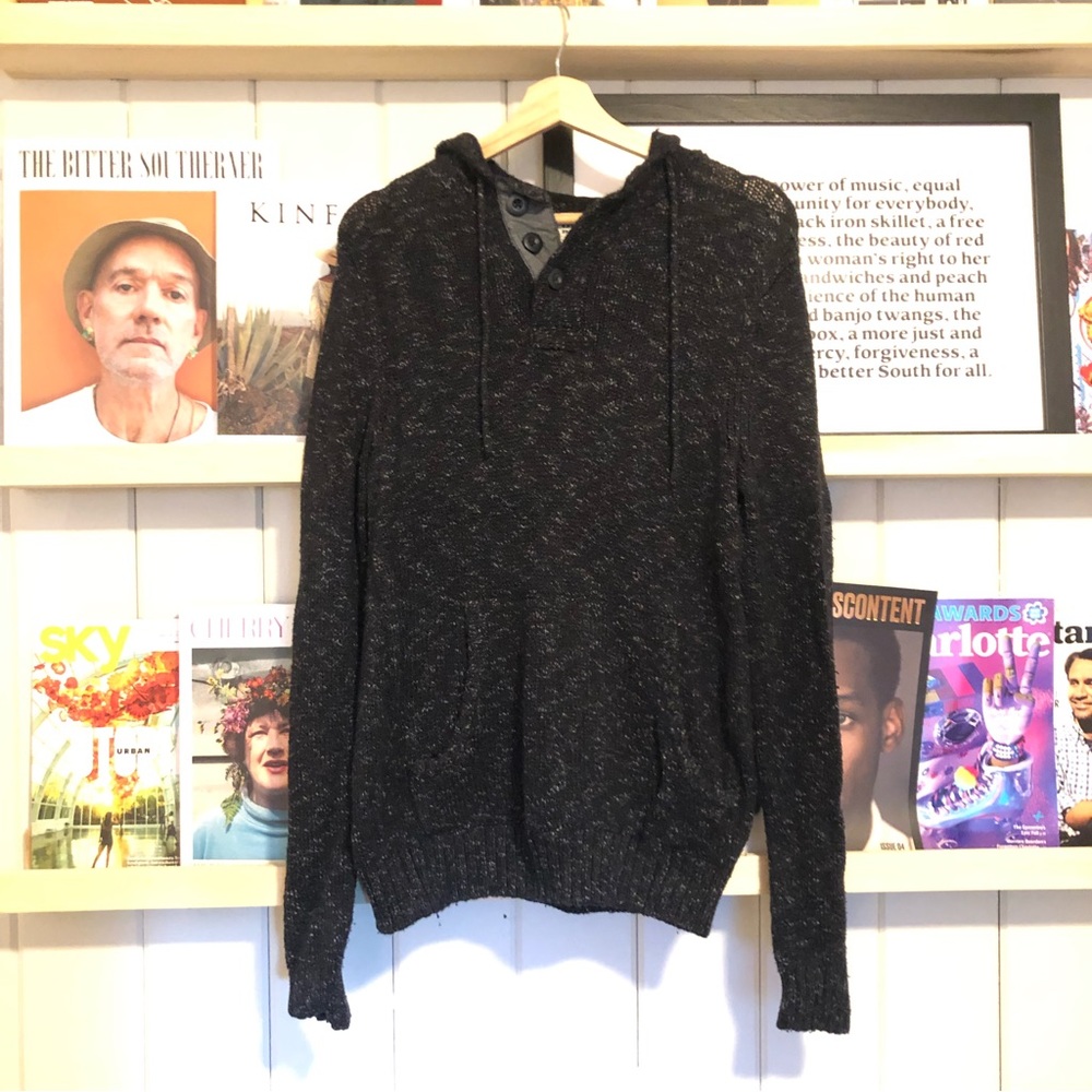 Heathered look Knit Henley Hoodie